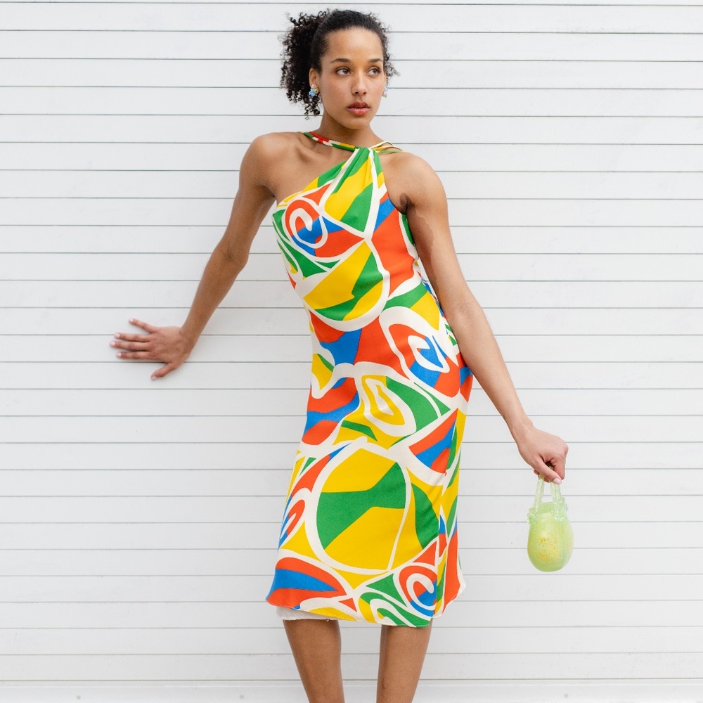 Vintage Multi-color Halter Dress